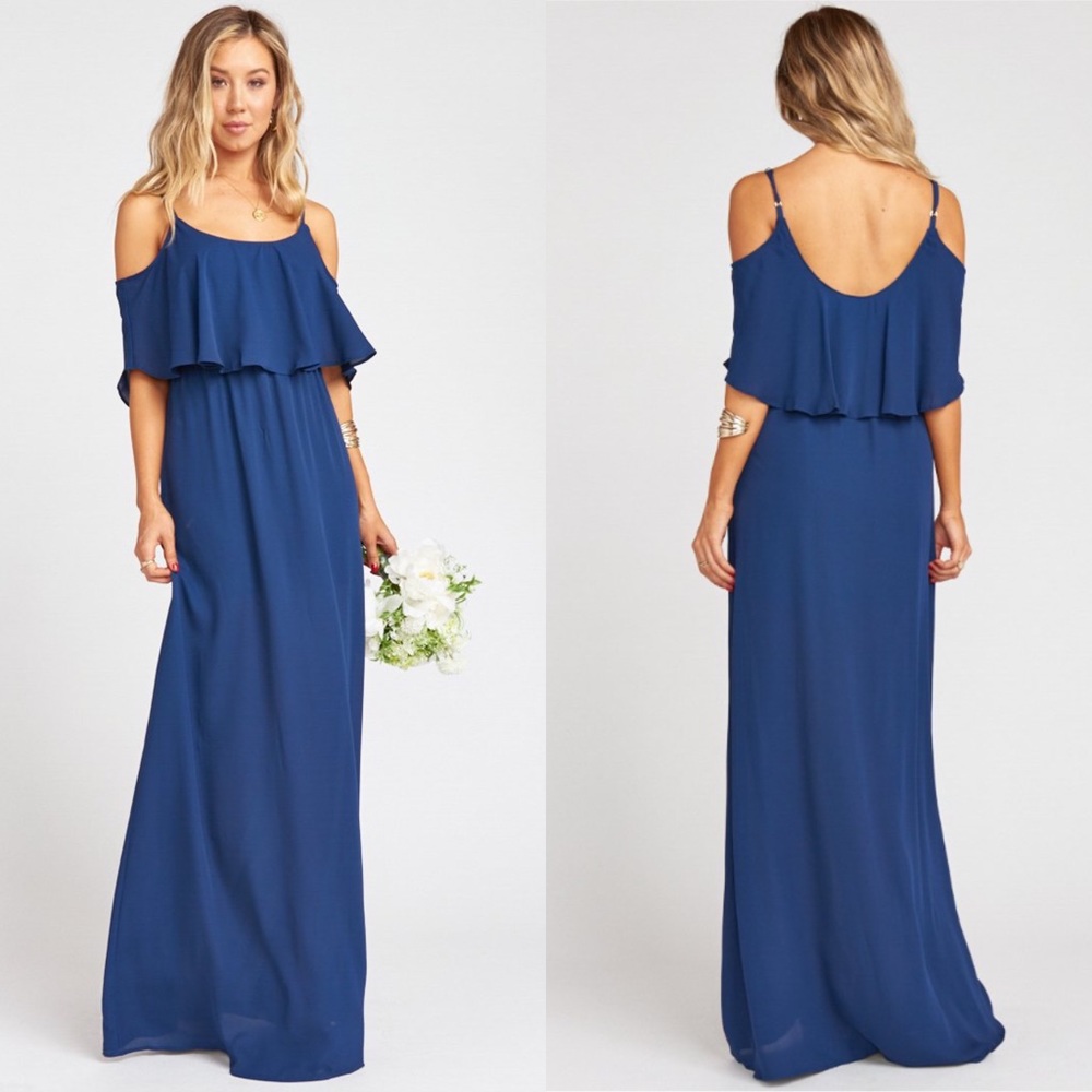 Show Me Your Mumu | NWT Caitlin Rich Navy Crisp Ruffle Maxi Dress